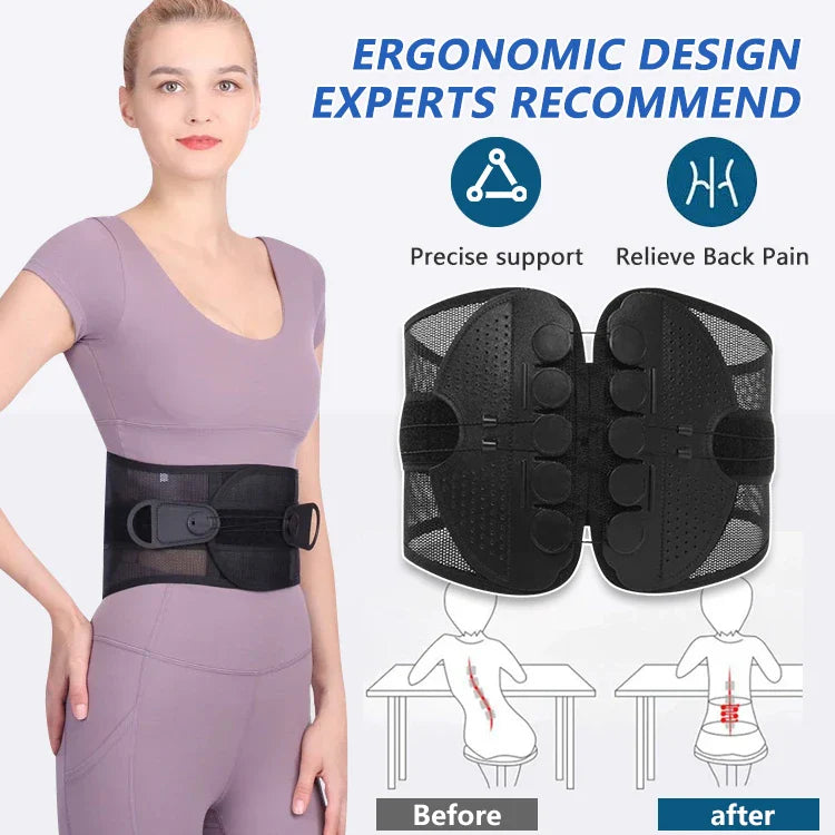 Lumbar Support Back Brace - Posture and Spine Support, Enhances Comfort, Breathable Design