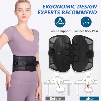 Lumbar Support Back Brace - Posture and Spine Support, Enhances Comfort, Breathable Design
